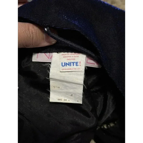 NADINE VINTAGE GowN Dress Iridescent Blue Beaded Sheer SMALL Sexy Prom BEAUTIFUL - Picture 5 of 14